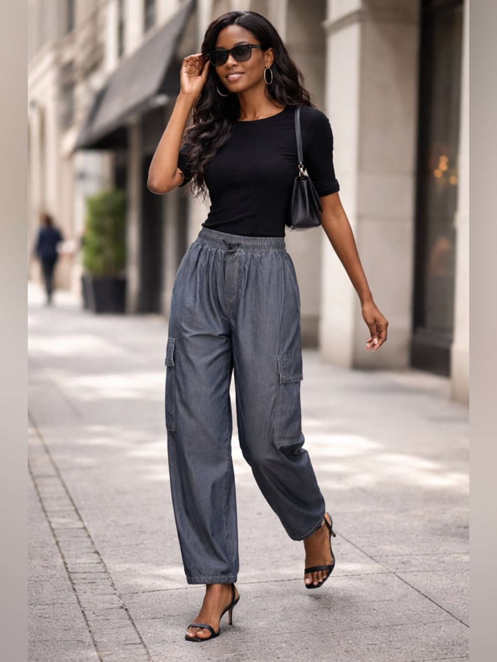 Anthropologie Pilcro Denim Bungee Wide-Leg Parachute Trousers XS